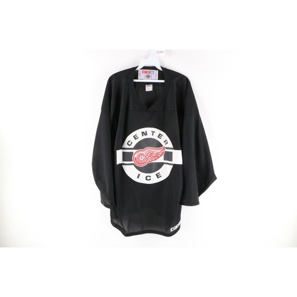 Vintage 90s CCM Mens Size XL Detroit Red Wings Center Ice Hockey Jersey  Black